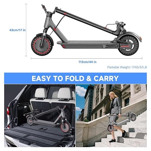 Aovowheel Electric Scooter for Adults, Folding E Scooter with 350W/500W Motor 16/24 Mph Top Speed, Max 19-23 Miles Long Range, 8.5''/10''/14''Tires Commuting Scooters with Dual Brakes System, APP thumbnail 6