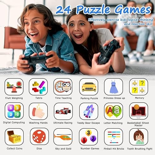 Wiszodet Kids Smart Game Watch with 24 Games HD Touch Screen Video Camera Music Player Pedometer Flashlight Alarm Clock 12/24 hr, Gifts for 5-12 Year Olds Boys thumbnail 3