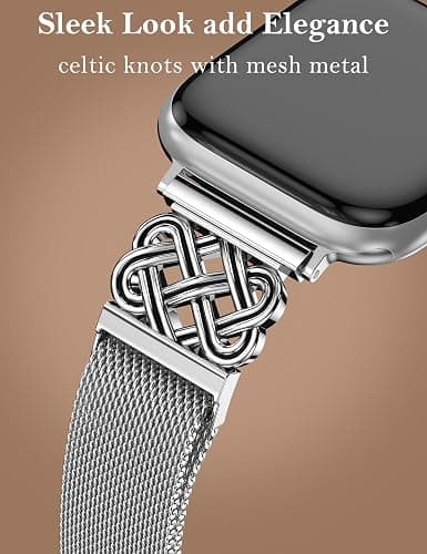 BEEXI Stainless Steel Magnetic Loop Compatible with Apple Watch Band 41/40/38/49/46/45/44/42mm Women Mesh Celtic Knot Dressy Strap for iWatch Series 11/10/9/8/7/6/5/4/3/2/1/Ultra(1/2/3)/SE(1/2/3) thumbnail 2