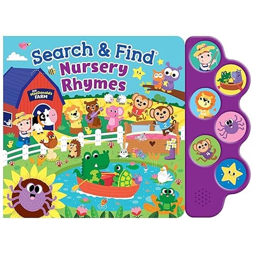 Search & Sing Nursery Rhymes - Interactive Sound Book for Toddlers | 6 Songs & Hidden Picture Fun | Engaging Musical Board Book for Early Learning
