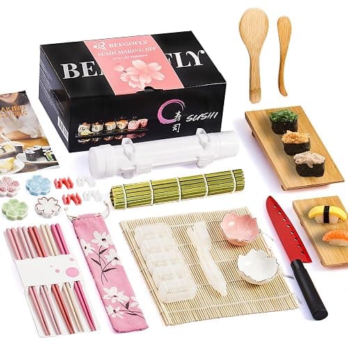 Beegofly Sushi Making Kit, 27-In-1 Sushi Bazooka Roller Set, Includes Japanese Sashimi Sushi Bamboo Serving Geta Plate,Sushi Knife And More, Diy Sushi Gift - Perfect For Beginners - Image 1