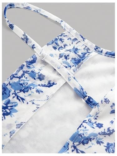 Floerns Girl's Floral Print Spaghetti Strap Sundress Square Neck Ruched Cami Dress thumbnail 5