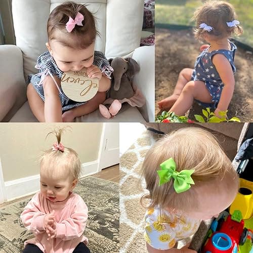 CÉLLOT Hair Clips for Baby Girls - 60 Tiny 2" Fully Covered Bows Barrettes for Infants and Toddlers thumbnail 4