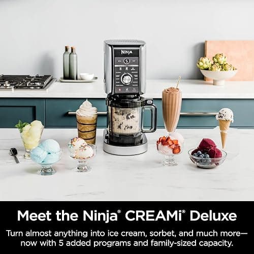 Ninja CREAMi Deluxe Ice Cream & Frozen Treat Maker for Ice Cream, Sorbet, Milkshakes, Frozen Yogurt, & More, 11-in-1, XL Capacity, Silver, Includes (2) Family-Sized 24 oz. Tubs, NC501 thumbnail 4