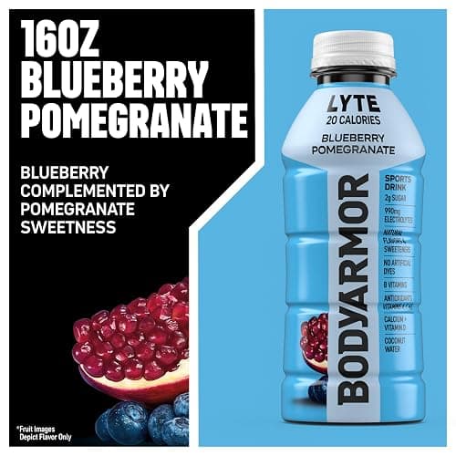 BODYARMOR LYTE Sports Drink Low-Calorie Sports Beverage, Blueberry Pomegranate, Coconut Water Hydration, Natural Flavors With Vitamins, Potassium-Packed Electrolytes, Perfect For Athletes, 16 Fl Oz (Pack of 12) thumbnail 3