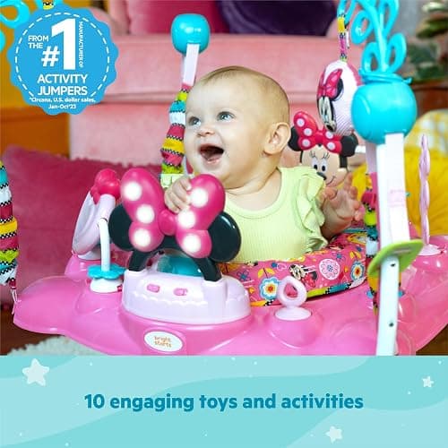 Bright Starts Disney Baby MINNIE MOUSE PeekABoo Baby Activity Center Jumper with 8 Toys, Lights & Sounds, 360-Degree Seat, 6-12 Months (Pink/Blue) thumbnail 4