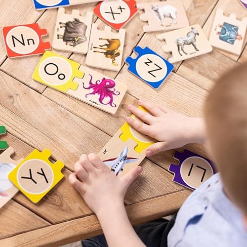 Melissa & Doug Self-Correcting Alphabet Puzzle (52 pcs) with Toy Storage Box, Wooden ABC Puzzles for Toddlers & Preschoolers, Montessori Learning Toys for Girls & Boys 4+ thumbnail 8