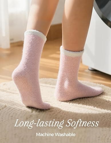 TEHOOK Warm & Cozy Valentines Gifts for Women, Fluffy Fuzzy Plush Sleeping Slipper Socks - Soft Warm Fabric thumbnail 6
