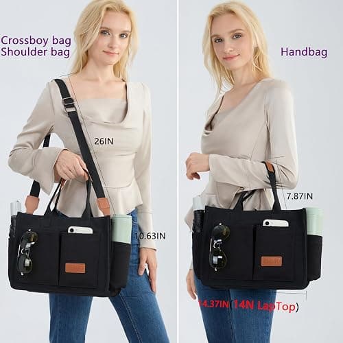 ZHMO Canvas Tote Bag for Women,Women's Bags Crossbody Bags Work Laptop Tote Bag Large Handbags Purse for Travel Nurse Teacher thumbnail 2