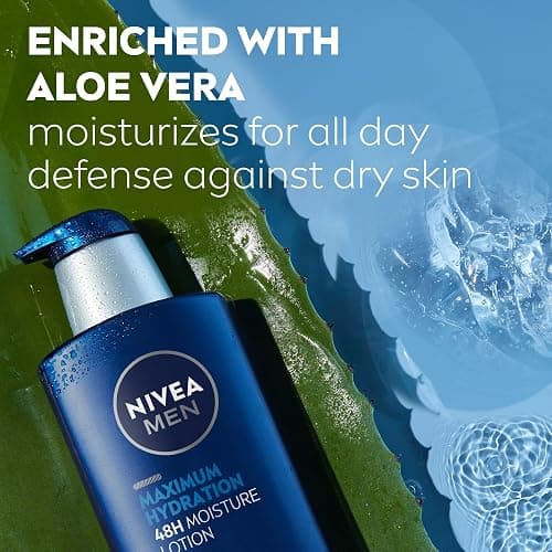 NIVEA MEN Maximum Hydration 48-Hour Moisture Body Lotion for Dry Skin, Aloe Vera Lotion for Men, 3-in-1 Body, Face and Hands, Dermatologically-Tested, Holiday Gifts for Men, 16.9 Fl Oz Bottle thumbnail 6