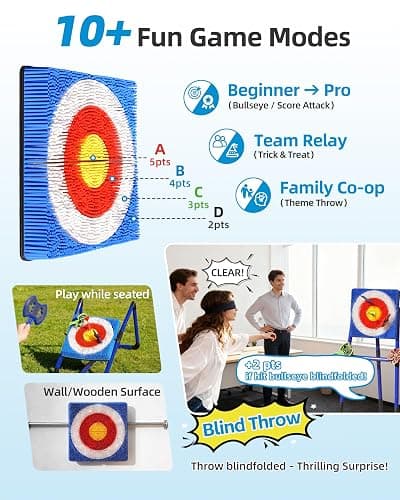 Axe Throwing Game for Backyard with Bristle Target & 12 Throwing Axes Set, Indoor & Outdoor Games for Adults, Kids & Family, Yard Games Toys, Axe Throwing Target,Dart Board,Carnival Games(Blue) thumbnail 5