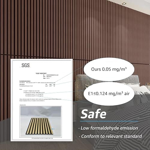 Art3d 4 Pack 47.2 x 23.6in. Wood Slat Acoustic Panels for Wall and Ceiling - 3D Fluted Sound Absorbing Panel with Wood Finish - Dark Walnut thumbnail 5