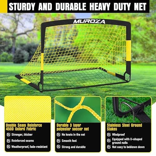 Soccer Goal, Kids Soccer Goals for Backyard Set, 2 Pack of Portable Pop Up Soccer Net with Soccer Ball, Cones, Complete Training Equipment for Youth, Toddler Outdoor Sports Games thumbnail 3