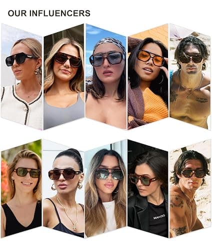 SOJOS Trendy Aviator Sunglasses for Womens Mens Polarized,Hexagonal Square Double Bridge Designer Inspired Sun Glasses SJ2288 thumbnail 2