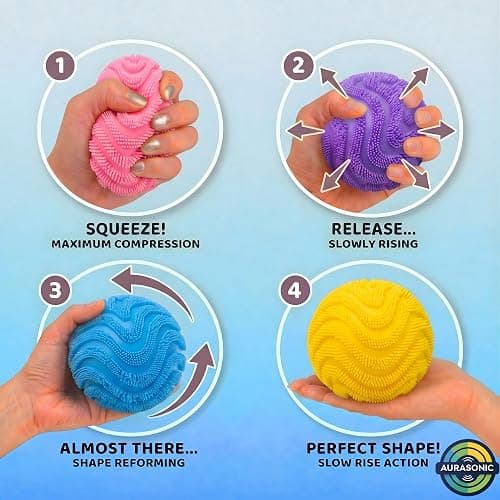 Fuzz Ball Squishy 4 PCS - 2026 Upgraded Slow Rising Squishies Fidget FuzzyBalls Pink Purple Yellow Blue FuzzBall Colorful for Teenage & Adults Stuff Gifts thumbnail 3