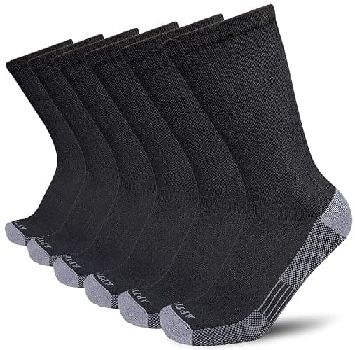 APTYID Men's Moisture Wicking Cushioned Crew Work Boot Socks (4-6 Pairs) - Image 1