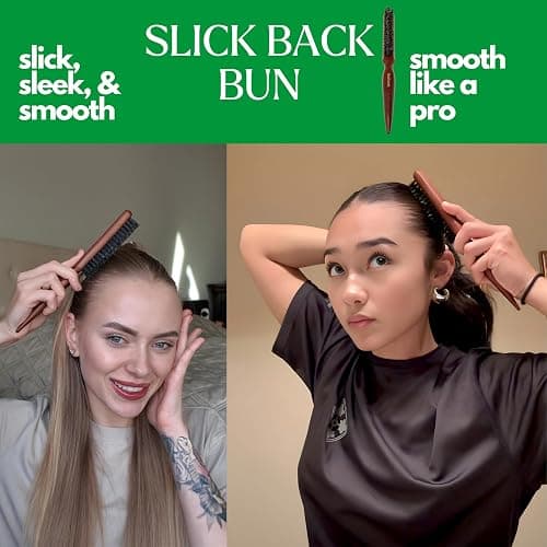 GranNaturals Teasing Boar Bristle Hair Brush for Women - Slick Back Comb with Rat Tail Pick for Hair Sectioning Used for Edge Control, Backcombing, Smoothing, and Styling Fine Hair to Create Volume thumbnail 3