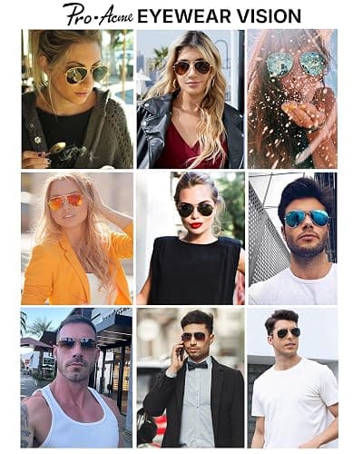 Pro Acme Classic Aviator Sunglasses for Women & Men Metal Frame UV400 Driver Sunglasses thumbnail 2