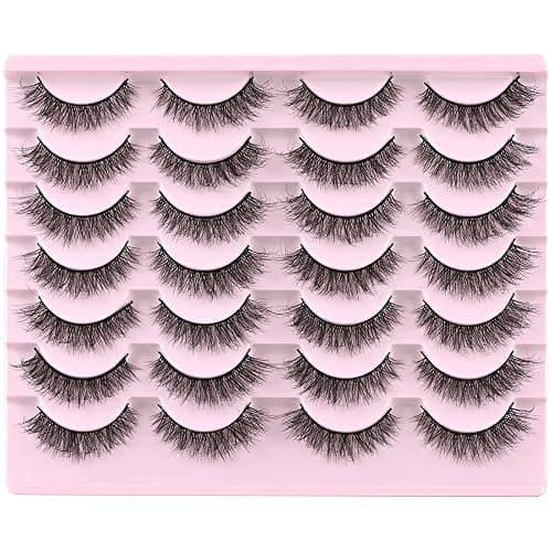 FARRED Natural Lashes Short Eyelashes Wispy False Mink Lash Pack 14 Pair Natural Look Fluffy Cat Eye Strip Eyelash Small Fake Lashes Full Pestañas Sets for MUA and Beginners Daily Makeup (F1 | 8-14mm) thumbnail 8