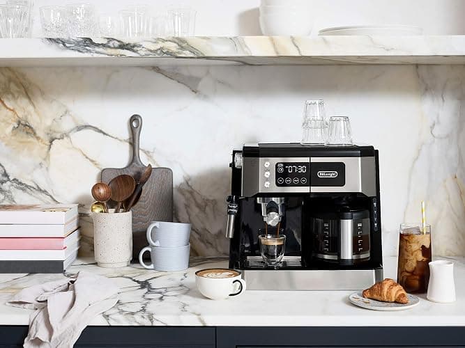 De'Longhi All-in-One Combination Coffee Maker & Espresso Machine + Advanced Adjustable Milk Frother for Cappuccino & Latte + Glass Coffee Pot 10-Cup, COM532M black thumbnail 2