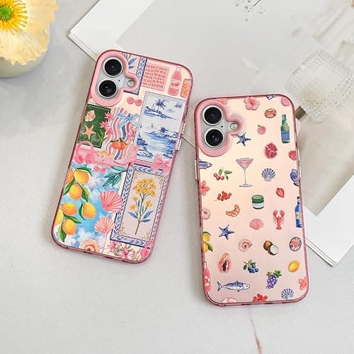 Jefonha Compatible with iPhone 17 Case Cute Aesthetic for Women Girls, Classic Retro Italian Lemon Flowers Vintage Collage Phone Case, Shockproof Protective Cover thumbnail 6