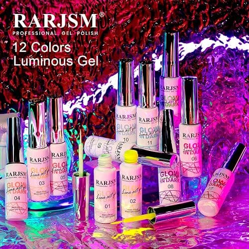 RARJSM Nail Art Gel Set, Glow In The Dark Gel Liner Nail Art Polish Luminous Design Nailpolish Neon Fluorescent Drawing Painting NailArt Polish Neon Colors thumbnail 6