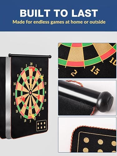 Magnetic Dart Board for Kids, Teens, Adults, Double-Sided Roll-Up Dart Board Games for Kids Age 3-18 with 12 Magnetic Darts, Indoor Outdoor Boys Toys for Backyard, Gifts for Teen Boys thumbnail 5
