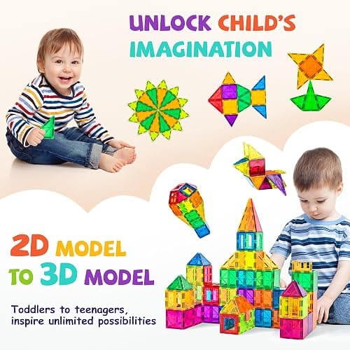cossy 120Pcs Magnetic Tiles Magnetic 3D Building Blocks Set Educational Construction Toys for 3+ Year Old Kids with Stronger Magnets, Educational Toys, Recreational, Conventional thumbnail 4
