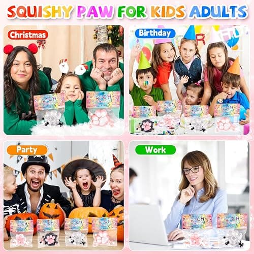 4Pcs Taba Squishy Cat Paw, Mochi Taba Squishy Kit, Mini Animals Soft Squeeze Fidget Toys, Handmade Stress Relief Novelty for Anxiety, Boys Girls Birthday Gifts thumbnail 8