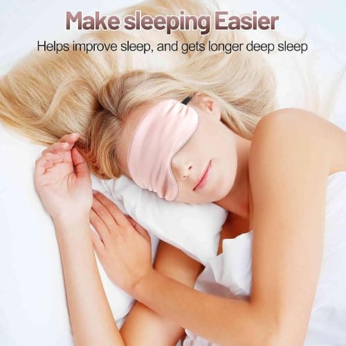 Sleep Mask, Silk Eye Mask for Sleeping with Adjustable Strap, Blindfold Eyeshade for Men & Women, Comfortable & Soft Eye Cover Eyeshade for Night Sleep (Pink) thumbnail 2