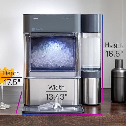 GE Profile Opal 2.0 XL with 1 Gallon Tank, Chewable Crunchable Countertop Nugget Ice Maker, Scoop included, 38 lbs in 24 hours, Pellet Ice Machine with WiFi & Smart Connected, Stainless Steel thumbnail 3