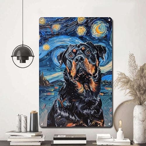 Vintage aluminum rottweiler starry night wall decor thumbnail 5