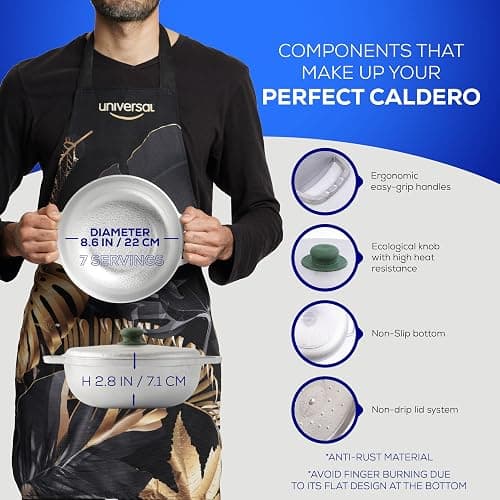 Universal (Small Size) Caldero 7 Cups - 2.4 QT / 2.3 L, Stainless Aluminum Pot, Even Heat Distribution and Fast Cooking Dutch Oven Pot, Ergonomic Handles, Ideal for Rice, French Fries, and More thumbnail 3