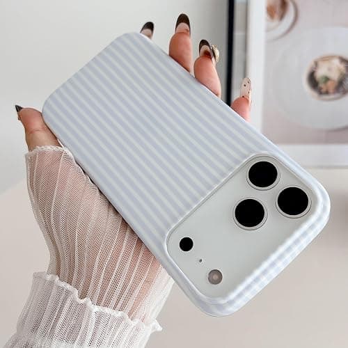 HYUEKOKO Striped Phone Case for iPhone 17 Pro Max, Fashion Retro Stripe Pattern Aesthetic Cover, Soft TPU Slim Shockproof Case for Girls Women-Blue thumbnail 3