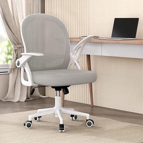 naspaluro Home Office Chair Ergonomic Desk Chair Swivel Computer Chair Mid-Back Mesh Chair with Flip-up Armrests and Lumbar Support for Home/Office - Gray thumbnail 2
