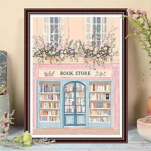 DAZZLEDOTS Diamond Art Kits for Adults Pink Book Shop Diamond Painting Kits | Book Store Diamond Painting KIts for Beginners, 5D Round DIY Diamond Dots, Gem Art Painting Kits Home Wall Decor, 12x16 inch thumbnail 9