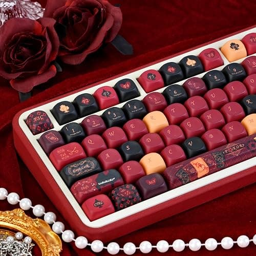 GEKUCAP Red Black PBT Keycaps, Poker Themed Custom Keyboard Keycaps | Dye-Sublimation MOA Profile Keycaps Set 130 Keys for 75% TKL Cherry Gateron MX Switches Mechanical Keyboards thumbnail 5