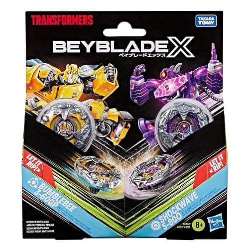 Beyblade X and Transformers Collab, Bumblebee 3-60GP vs. Shockwave 5-80O, 2 Takara Tomy Tops, 2 Launchers, Battling Top Game Toys, Ages 8+ (Amazon Exclusive) thumbnail 10
