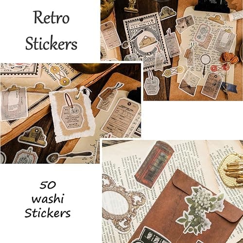 Vintage Aesthetic Scrapbook Supplies Kit with Scrapbook Paper, Stickers, Bookmarks for Scrapbooking, DIY Albums, Junk Journals, Bullet Journals, Dark Academia Aesthetic Decor (Dark3 149 Pcs) thumbnail 5