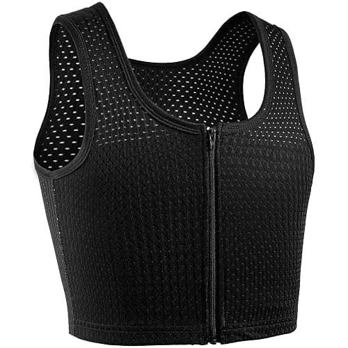 XUJI Chest Binder FTM Transgender Zip Up Binder Breathable Breast Cool Fabric Tank Top - Image 1