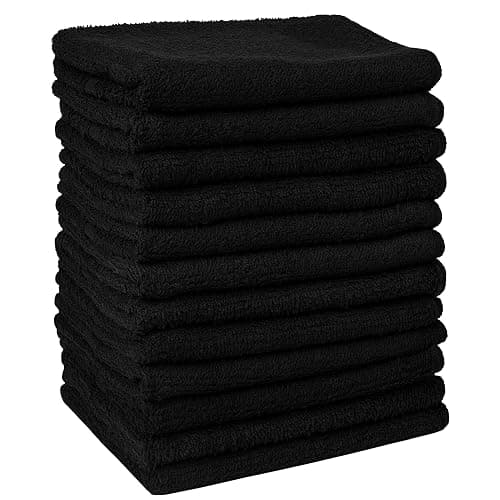 Barber Towels Black Salon Towels For Hair Stylist - Pack of 24, Not Bleach Proof, 16 by 27 Inches, Cosmetology Towel, Absorbent Cotton Hair Towel for Women, Men, Beauty, Spa and Home Hair Care thumbnail 4
