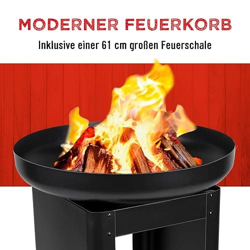BBQ Collection 3-in-1 Feuerschale mit Grillrost - Feuerkorb 61 x 90 cm - Outdoor Küche mit Teppanyaki und BBQ Grillplatte - Plancha BBQ mit Holzlagerplatz - Gartenkamin für Außen - Metall thumbnail 6