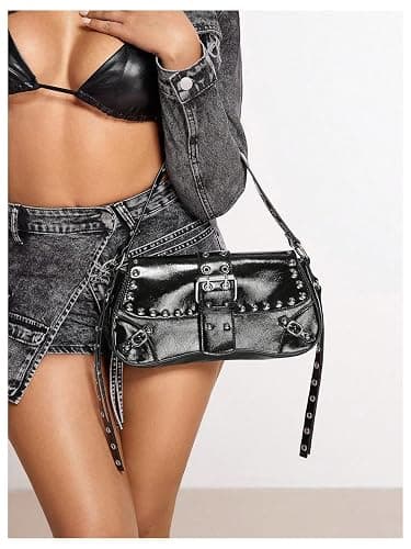 Verdusa Women's Shoulder Bag Y2K Handbag Goth Trendy Cute Studded Punk Rivet Purse thumbnail 6