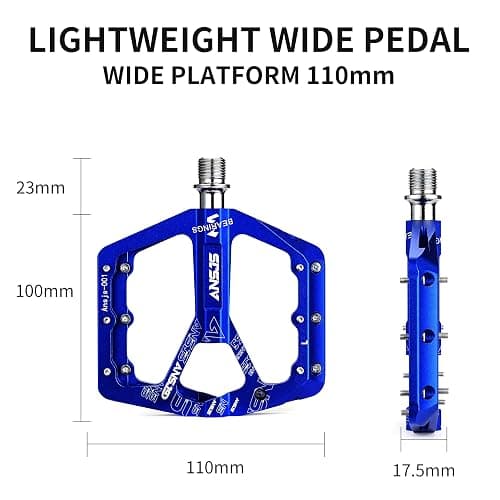 Mountain Bike Pedals,3 Bearings Bike Pedals Platform Bicycle Flat Pedals 9/16" Pedals Black MTB Pedals Metal Bike Pedals thumbnail 4
