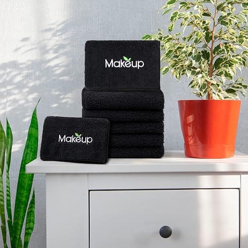 Orighty Microfiber Makeup Remover Cloths, 13 x 13 Inch, 6 Pack | Super Soft, Quick Dry Black Face Towels for Cleansing thumbnail 6