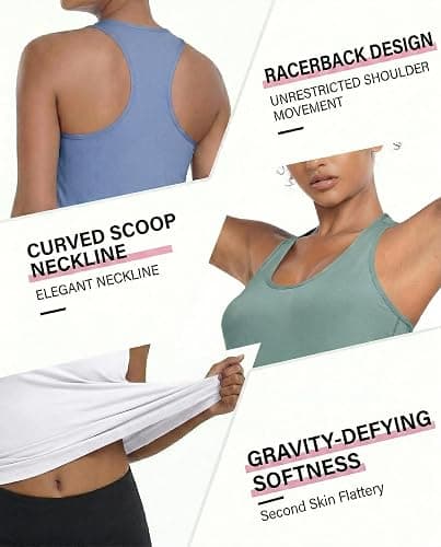 6 or 5 Pack Workout Tank Tops for Women, Athletic Racerback Sports Tank Tops, Compression Sleeveless Dry Fit Shirts thumbnail 5
