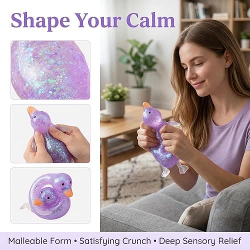 Coconut Oil Stress Ball Fidget Squishy Toys - Crunchy Squishy Sand Filled Sensory Balls, Shapeable Vacuum Stress Relief Squeeze Toy for Anxiety, Portable Office Desk Fidgets for Adults Kids thumbnail 4