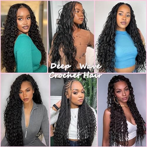 ZRQ Deep Wave Crochet Hair Natural Black 18 Inch 3 Packs Ocean Wave Curly Braiding Hair for Boho Braids Synthetic Curly Crochet Hair For Women #1B thumbnail 7