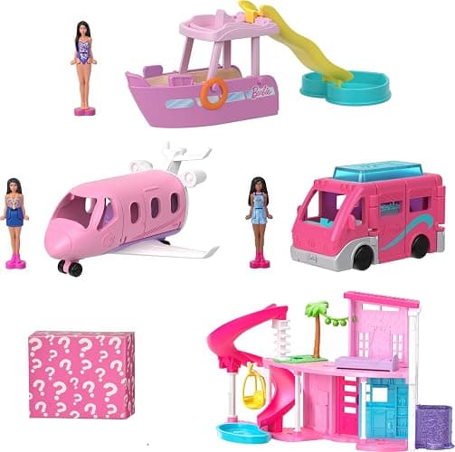Barbie Mini BarbieLand DreamHouse & 3-Vehicle Playset with 4 1.5-Inch Dolls, Doll House Furniture & Accessories, Includes DreamCamper, Toy Boat & Plane thumbnail 5