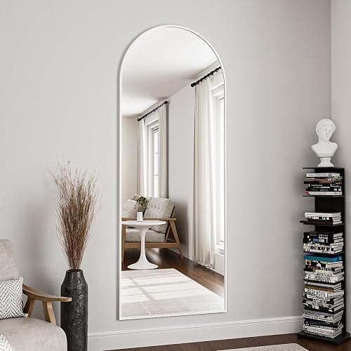 OGCAU Floor Full Length Mirror, 56"x20" Arched Full Body Mirror, White | Aluminum Alloy Frame, Floor, Standing, Hanging, Leaning, Wall Mounted, Suitable for Bedroom, Living Room, Entryway, Cloakroom thumbnail 3